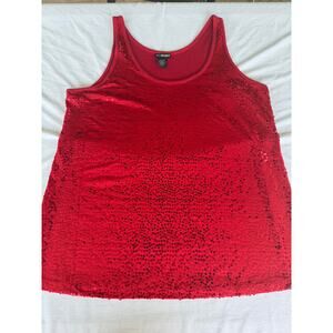 Y2K Glam Going Out Party Lane Bryant Festive Sparkly Red Sequin Tank Plus Size